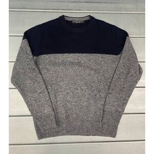 Daniele‎ Blasi Italy Wool Blend Sweater Mens Large Crew Neck Navy Blue Gray